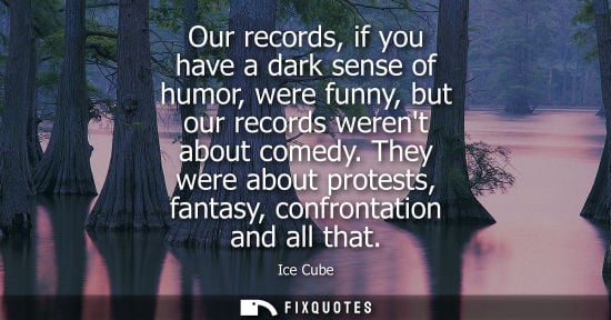 Small: Our records, if you have a dark sense of humor, were funny, but our records werent about comedy.