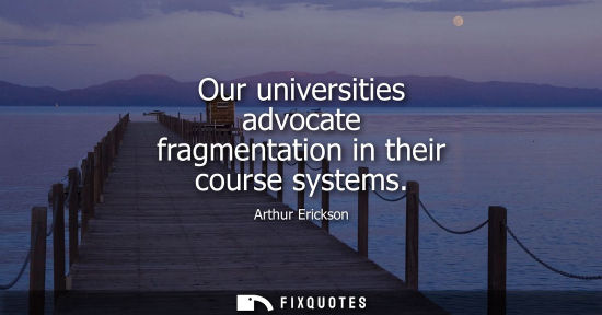 Small: Our universities advocate fragmentation in their course systems