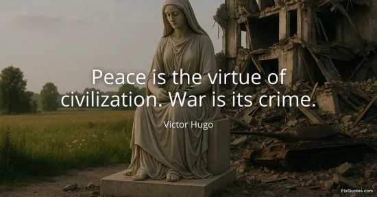 Peace is the virtue of civilization. War is its crime - Victor Hugo
