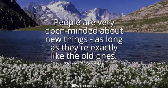 Small: People are very open-minded about new things - as long as theyre exactly like the old ones