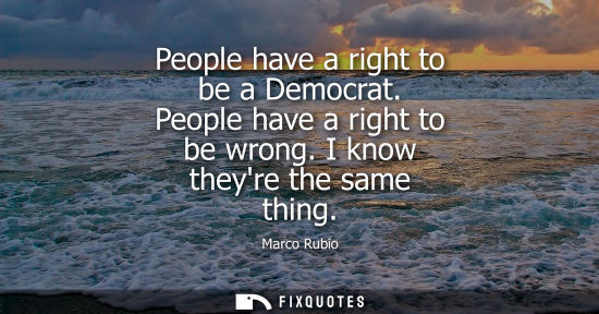 Small: People have a right to be a Democrat. People have a right to be wrong. I know theyre the same thing