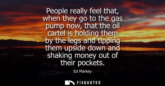 Small: People really feel that, when they go to the gas pump now, that the oil cartel is holding them by the legs and