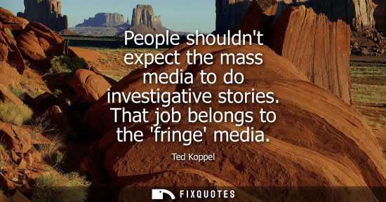 Small: People shouldnt expect the mass media to do investigative stories. That job belongs to the fringe media
