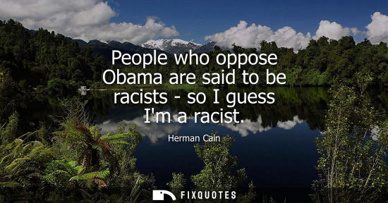 Small: People who oppose Obama are said to be racists - so I guess Im a racist