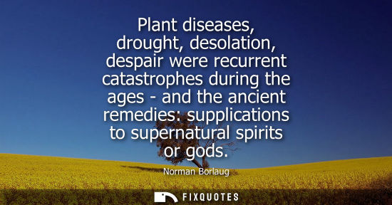 Small: Plant diseases, drought, desolation, despair were recurrent catastrophes during the ages - and the anci