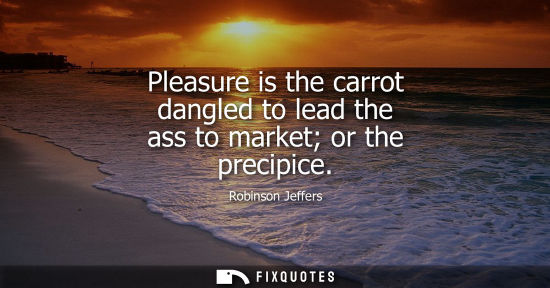 Small: Pleasure is the carrot dangled to lead the ass to market or the precipice