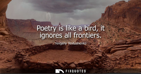 Small: Poetry is like a bird, it ignores all frontiers