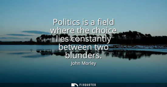 Small: Politics is a field where the choice lies constantly between two blunders