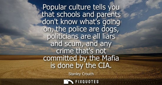 Small: Popular culture tells you that schools and parents dont know whats going on, the police are dogs, polit