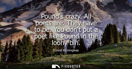 Small: Pounds crazy. All poets are. They have to be. You dont put a poet like Pound in the loony bin