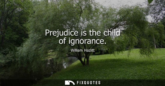 Small: Prejudice is the child of ignorance - William Hazlitt