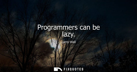 Small: Programmers can be lazy