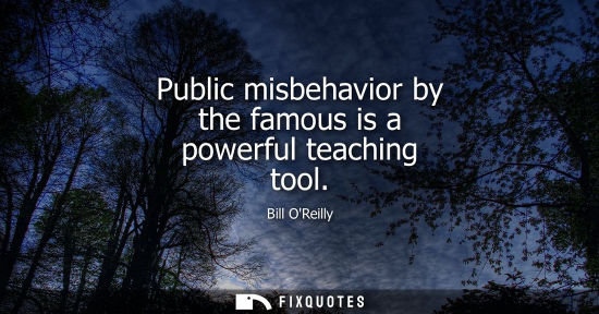 Small: Bill OReilly: Public misbehavior by the famous is a powerful teaching tool