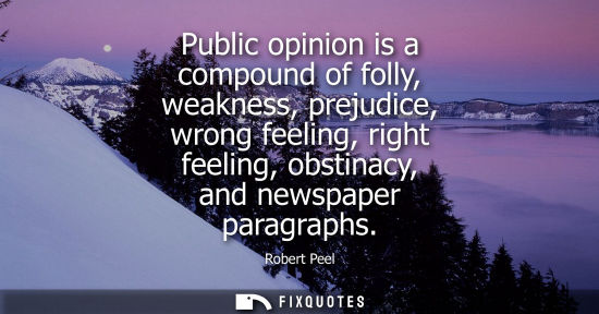 Small: Public opinion is a compound of folly, weakness, prejudice, wrong feeling, right feeling, obstinacy, an
