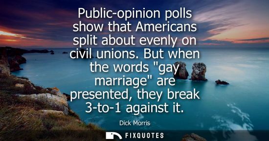 Small: Public-opinion polls show that Americans split about evenly on civil unions. But when the words gay mar