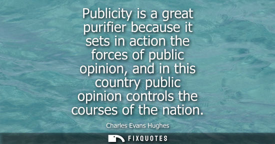 Small: Publicity is a great purifier because it sets in action the forces of public opinion, and in this count