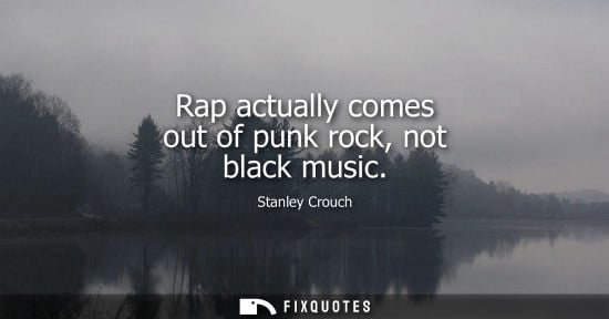 Small: Rap actually comes out of punk rock, not black music