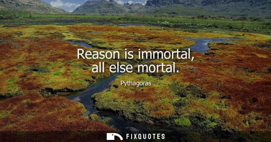 Small: Reason is immortal, all else mortal - Pythagoras