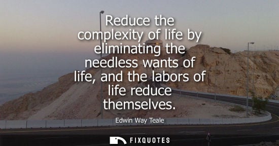 Small: Reduce the complexity of life by eliminating the needless wants of life, and the labors of life reduce 