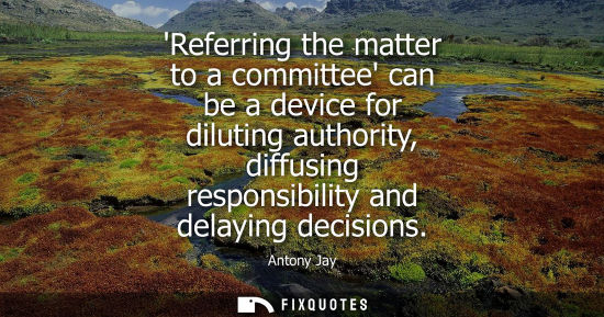 Small: Referring the matter to a committee can be a device for diluting authority, diffusing responsibility an
