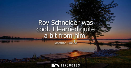 Small: Roy Schneider was cool. I learned quite a bit from him