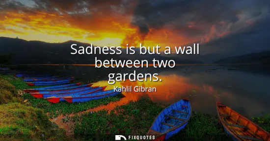 Small: Sadness is but a wall between two gardens