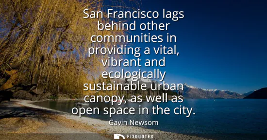 Small: San Francisco lags behind other communities in providing a vital, vibrant and ecologically sustainable urban c