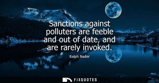 Small: Sanctions against polluters are feeble and out of date, and are rarely invoked