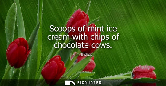 Small: Scoops of mint ice cream with chips of chocolate cows