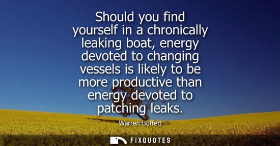 Small: Should you find yourself in a chronically leaking boat, energy devoted to changing vessels is likely to be mor