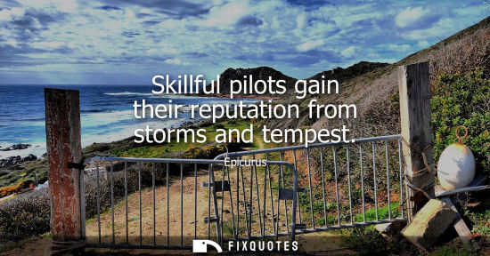 Small: Skillful pilots gain their reputation from storms and tempest - Epicurus