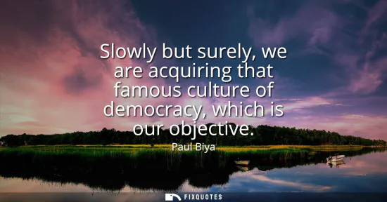 Small: Slowly but surely, we are acquiring that famous culture of democracy, which is our objective