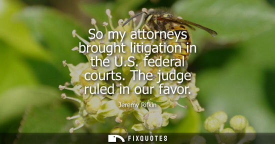 Small: So my attorneys brought litigation in the U.S. federal courts. The judge ruled in our favor
