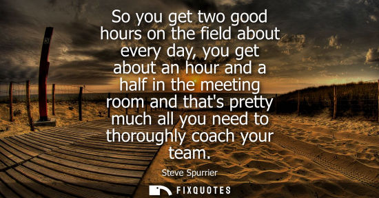 Small: So you get two good hours on the field about every day, you get about an hour and a half in the meeting