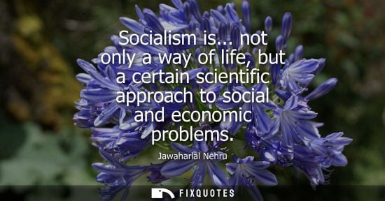 Small: Socialism is... not only a way of life, but a certain scientific approach to social and economic proble