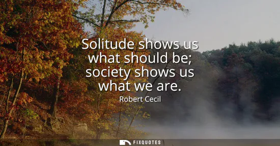 Small: Solitude shows us what should be society shows us what we are