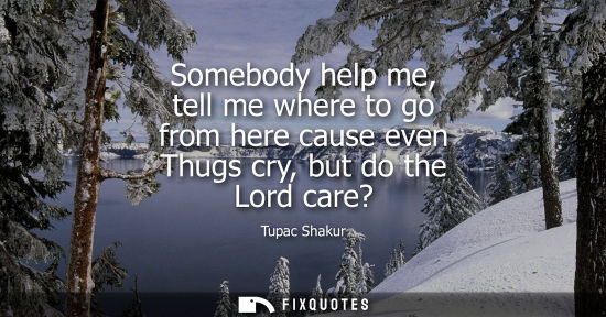 Small: Somebody help me, tell me where to go from here cause even Thugs cry, but do the Lord care?