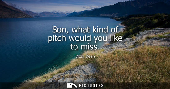 Small: Son, what kind of pitch would you like to miss