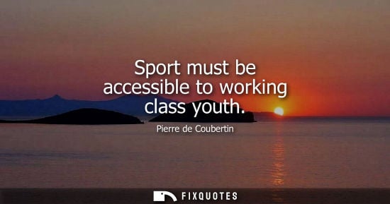 Small: Sport must be accessible to working class youth