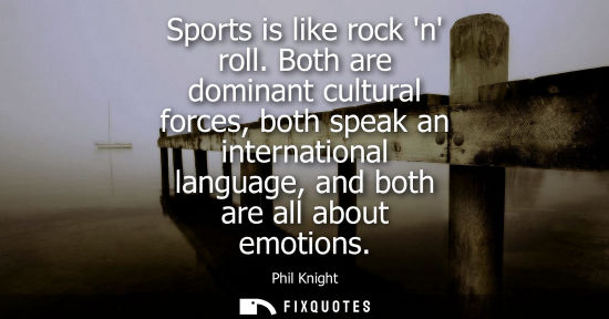 Small: Sports is like rock n roll. Both are dominant cultural forces, both speak an international language, an
