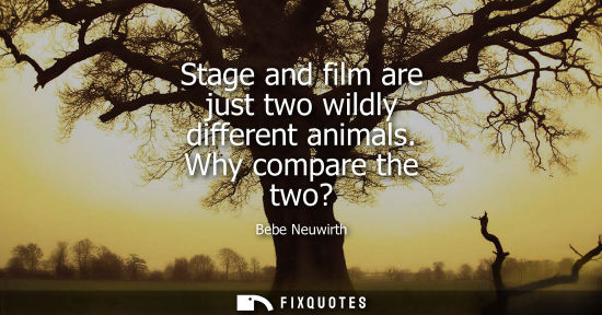 Small: Stage and film are just two wildly different animals. Why compare the two?