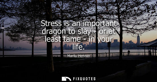 Small: Stress is an important dragon to slay - or at least tame - in your life