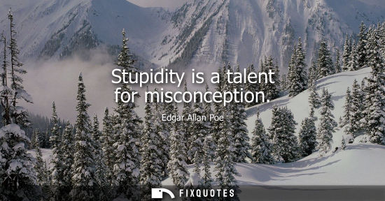 Small: Stupidity is a talent for misconception