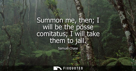 Small: Summon me, then I will be the posse comitatus I will take them to jail - Samuel Chase