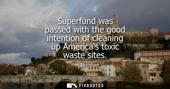 Small: Superfund was passed with the good intention of cleaning up Americas toxic waste sites