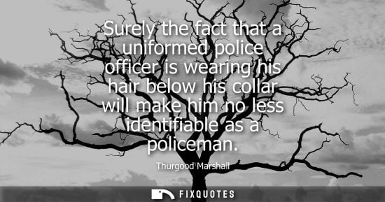 Small: Surely the fact that a uniformed police officer is wearing his hair below his collar will make him no less ide