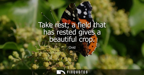 Small: Take rest a field that has rested gives a beautiful crop