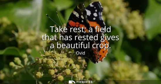 Small: Take rest a field that has rested gives a beautiful crop