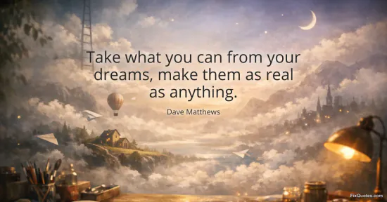 Take what you can from your dreams, make them as real as anything