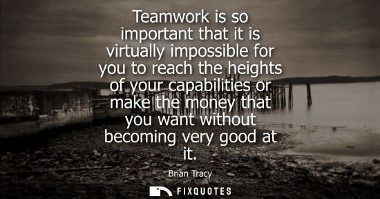 Small: Teamwork is so important that it is virtually impossible for you to reach the heights of your capabilities or 